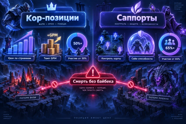 Ключевые метрики импакта: урон, KDA и вклад в драки