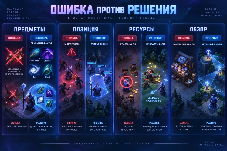 Частые ошибки саппортов при фарме жетонов