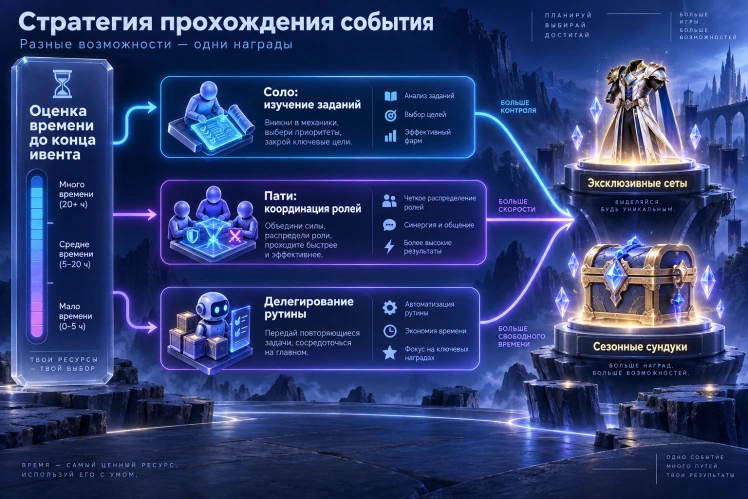 Самостоятельный фарм, игра в пати или делегирование задач