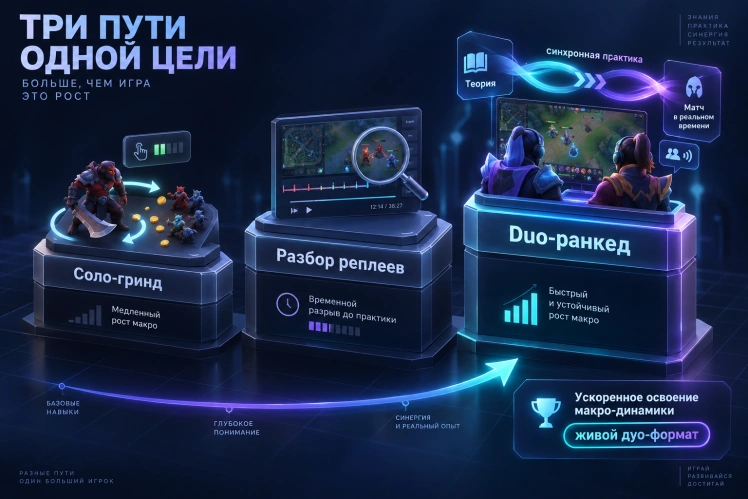Самостоятельный гринд, разбор реплеев или Duo: что выбрать
